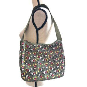 Disney Mickey Mouse Messenger Bag Olive Green Thumbs Up Wave Canvas Shoulder Bag
